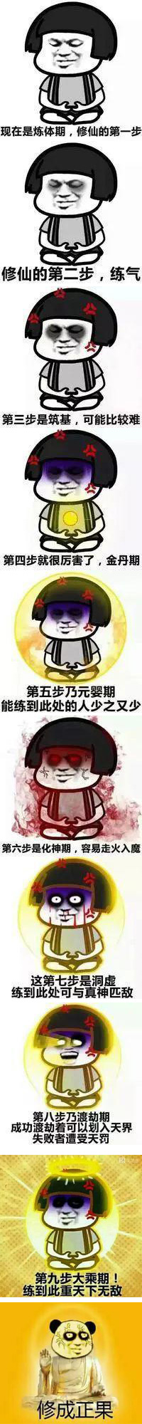 熬夜修仙表情包_1到10重境界道友修仙(长图)