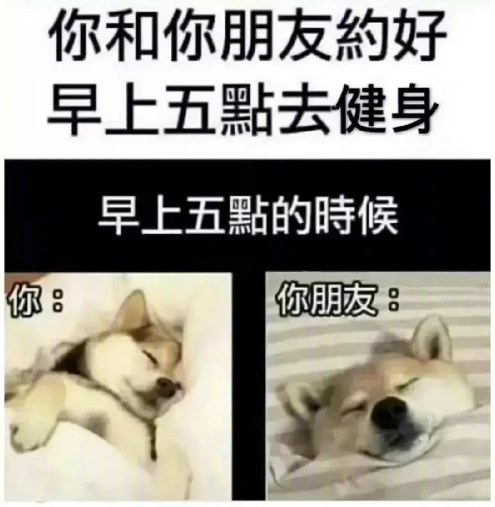 你和你朋友约好早上五点去健身,早上五点的时候……