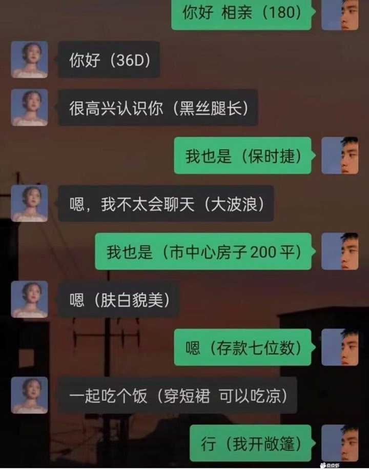 相当炸裂的相亲对话图-很高兴认识你(黑丝腿长)