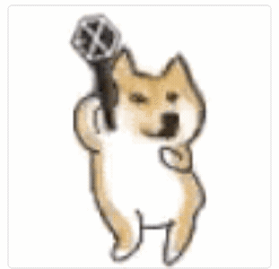 抖音柴犬小狗蹦迪表情包(拿着话筒)