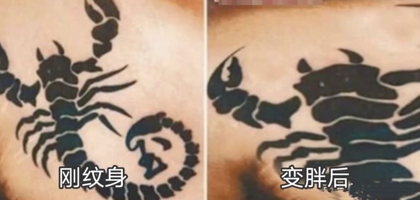 纹身后变胖前后搞笑对比图片