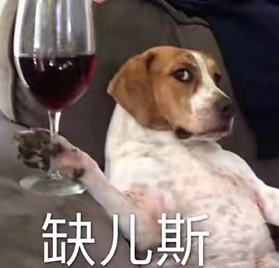 狗子端红酒杯:切尔斯! 喝酒
