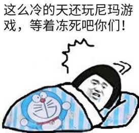 这么冷的天还玩尼玛游戏,等着冻死吧你们!熊猫头躺被窝